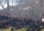 A heavy public gathering close to the encounter site in Pampore area during the EDI encounter.(File Photo)